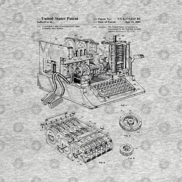 Enigma Machine Patent Black by Luve